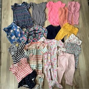 16 Piece Lot of Spring Summer 12 Month Baby Girl Clothes Sleeper Pants Swimsuit